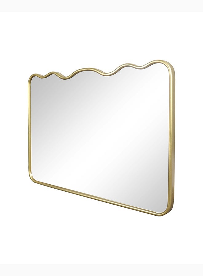 ميجو هوم مرآة حائط مستطيلة متموجة بإطار ذهبي، مرآة ديكورية لغرفة النوم وغرفة المعيشة والمدخل، 66×2×60 سم، لون ذهبي - Image 1